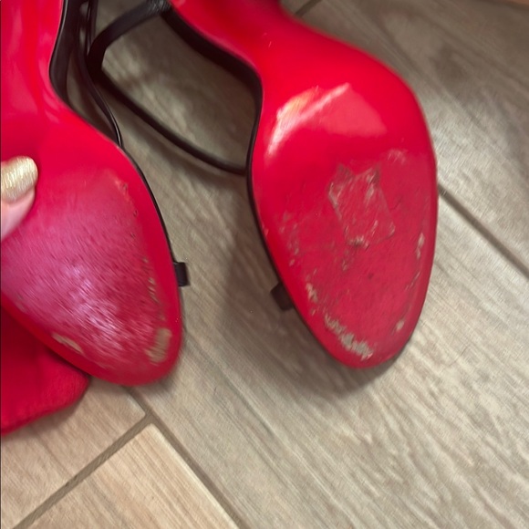 Christian Louboutin Black and Red Strappy Heels - Picture 4 of 11